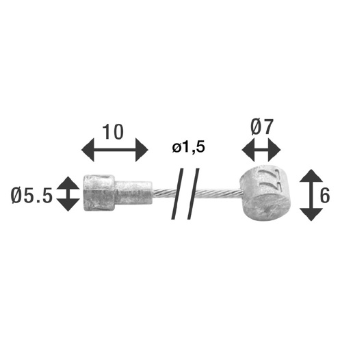 74.6412/27RVS ELVEDES Brake inner cable stainless steel 2350 mm ø 1.5 mm 1 x 19 ø 1,5 x 2350 / ø 5,5 × 10 + ø 7 × 6 mm