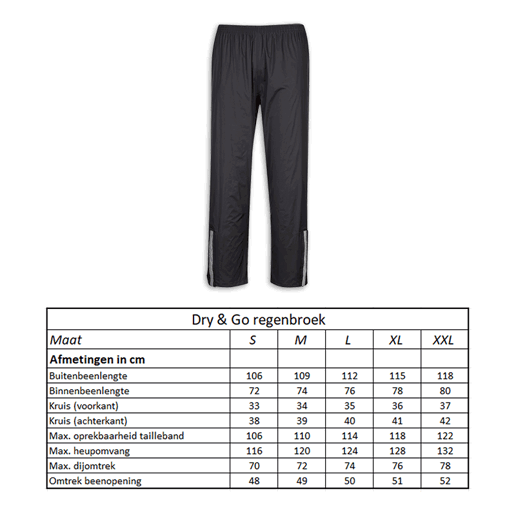 610919.10.S LYNX Rain pants Dry & Go S 106 x 72 x 116 cm