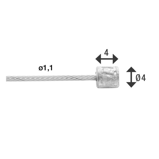74.6472RVS-BOX ELVEDES Schaltzug innen Edelstahl 2250 mm ø 1,1 mm (100x) 1 x 19 ø 1,1 x 2250 / ø 4 x 4 mm