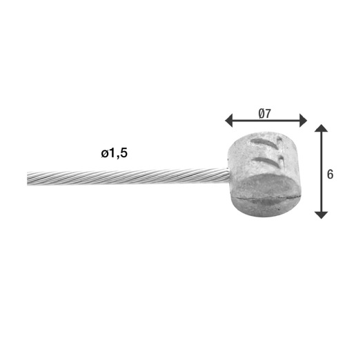 74.6426RVS-BOX ELVEDES Rem binnenkabel RVS 2000 mm ø 1,5 mm (100x) 1 × 19 ø 1,5 x 2000 / ø 7 × 6 mm